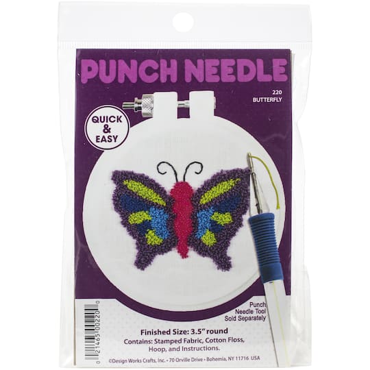 Design Works&#x2122; Round-Butterfly Punch Needle Kit